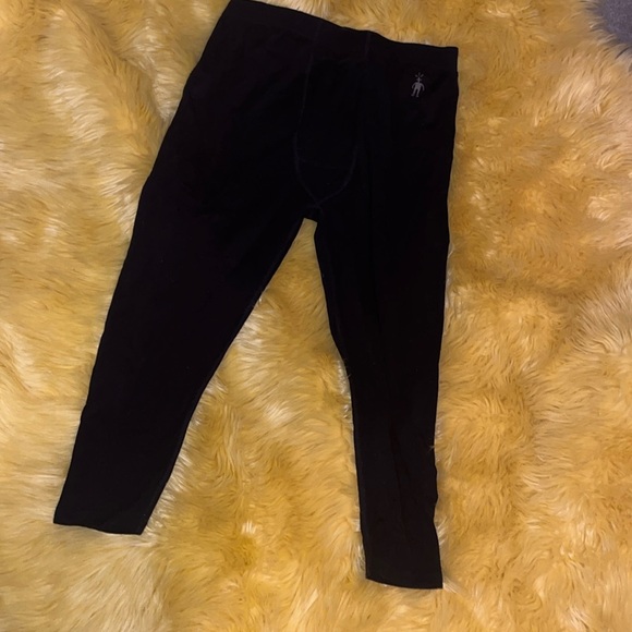SMARTWOOL men’s black intranet Merino wall cropped base layer tights - Picture 2 of 6